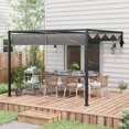 thumbnail image 2 of Outsunny Pergola Adossée 10 Pieds x 10 Pieds avec Auvent Rétractable pour Patio, Terrasse, 2 of 10