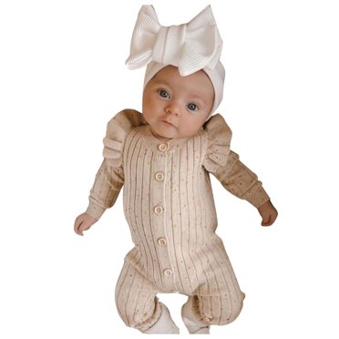 LYHaoo Floral Rompers Baby Boy Girl Autumn Knit Sweater Spring And Autumn Cotton Clothes Outside Romper Jumpsuit,Sizes 1-3 Months(Multicolor)