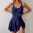 thumbnail image 3 of UPPADA Maillot de Bain une Pièce pour Femme, Robe, Tour de Cou, Cache-Cœur, Maillot de Bain Froncé Rétro, Robe de Bain, Décolleté en V, Jupe Évasée, Croisé, Maillots de Bain Modestes, Liquidation, Bleu Marine, m, 3 of 6