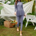 thumbnail image 4 of Cameland Women's Solid Color Long Sleeves Swimsuit+Long Swimming Trunks All Inclusive Package Conservative Swimsuit Set, 4 of 7