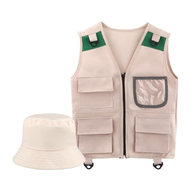 Costume Déguisement d'Explorateur pour Enfants, Veste Cargo et Chapeau pour Garçons et Filles, Ensemble de Garde de Parc pour Jeu de Rôle