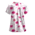 thumbnail image 4 of felwors Sarraus Femmes Confortable Léger Doux Extensible Imprimé Col en V Manches Courtes Haut de Sarrau Médical Rose P, 4 of 8