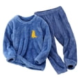 thumbnail image 2 of RXIRUCGD Fall And Winter New Padded Suit Round Neck Pullover Parent-child Pajamas Set( Blue, Size:4Years ), 2 of 3
