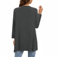 thumbnail image 3 of Mrat Sheer Cardigan for Womens 3/4 Sleeve Tops with Pocket Solid Irregular Flowy Jacket S-86 Dark Gray XXL, 3 of 5