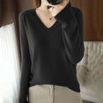 thumbnail image 2 of Duoif Chandails pour Femmes Chandails Légers Tendance pour Femmes Manches Longues Col Rond Léger Doux Tricoté Chandail Blouse Tricotée Chandails pour Femmes Hauts pour Femmes Noir P, 2 of 5