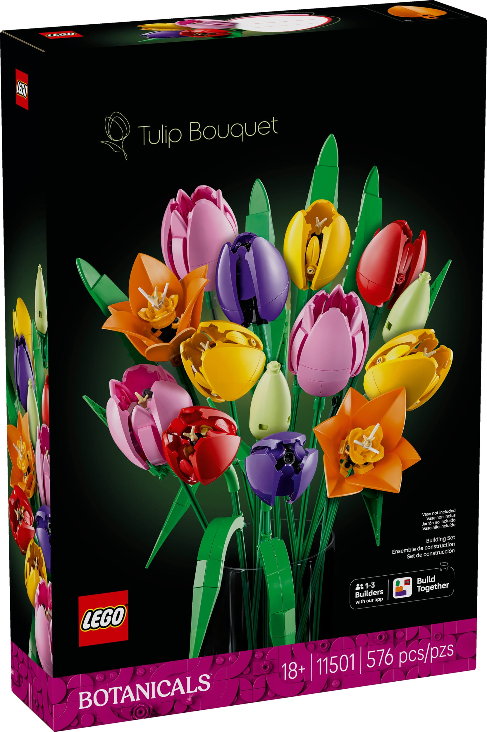 LEGO Botanicals Tulip Bouquet Building Set for Adults - DIY Bedroom, Book Shelf & Office Decor for Women & Men, Ages 18+ - Artificial Flowers Crafting Kit - Gift Idea for Birthdays - 11501