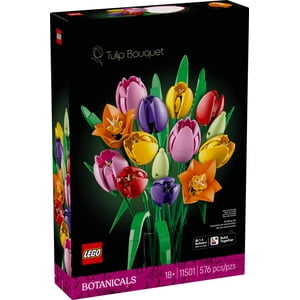 LEGO Botanicals Tulip Ensemble de bâtiments Bouquet pour adultes - DIY Chambre à coucher, plateau de réservation & Décor de bureau pour les femmes & Hommes, âges 18+ - Kit d'artisanat de fleurs artificielles - Idée cadeau pour les anniversaires - 11501