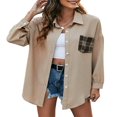 thumbnail image 1 of Veste à Carreaux pour Femmes Manches Longues Col Rabattu Fermeture à Boutons Hauts Décontractés, 1 of 2