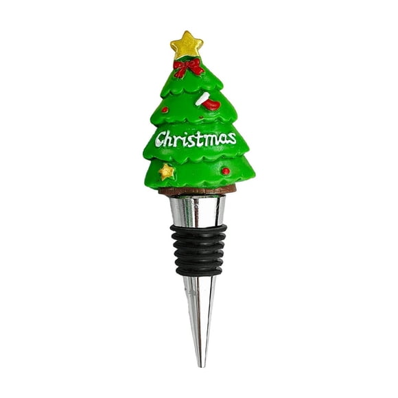 Christmas Tree Decorations Resin Wine Bottle Stopper for Christmas Party Dinner Gift, Green PVC 4.4x1.5in, Christmas Party Decorations