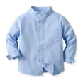 thumbnail image 2 of 2025 Spring Boy's Shirt Solid New Color Standing Long SleeveBoy Breasted Cardigan Children's, 2 of 8
