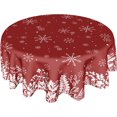 thumbnail image 1 of Merry Christmas Tablecloth 60 Inch Round Red Christmas Floral Table Cloth Round Cover Christmas Snowflake Snowy Xmas Table Cloth Winter Farmhouse Decorative for Holiday Home Kitchen Dining Party, 1 of 6