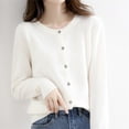 thumbnail image 4 of Hontri Cardigans pour Femmes Légers Offres à Moins de 15 $, Cardigan Basique pour Femmes à Col Rond, Manches Longues, Boutonné, Blanc m, 4 of 6