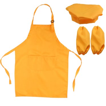 MasteelfCA Kids Chef Set Complete Kids Kitchen Gift Playset with Chef’s Hat Apron and Cooking Sleeve for Cooking Baking Painting Decorating Party (Orange)