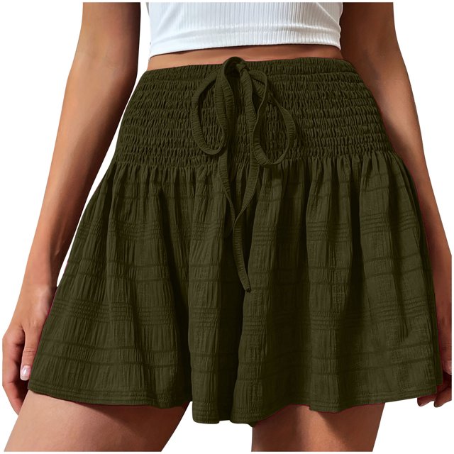 Birdeem Shorts for Women Womens Summer Fashion Solid Color Drawstring Shorts