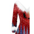 thumbnail image 4 of FOCUSNORM Robe de Noël Juniors pour Femmes Manches Longues en Peluche Col en V Dessin Animé Fête Midi, 4 of 8