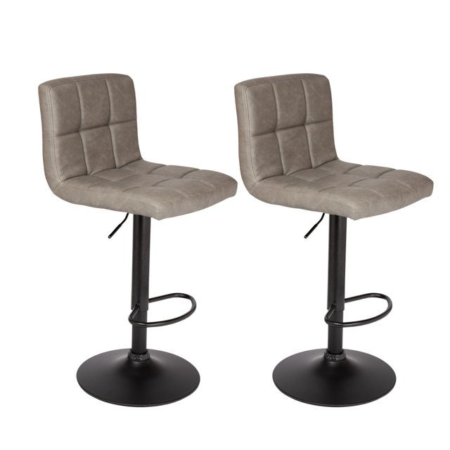 Bronte Living Leatherette Bar Stool with Adjustable Height, 360 Swivel Design, Comfortable Mid-Backrest, Pedestal Base with Footrest for Kitchen, Pub - Series Clementine - Set of 2