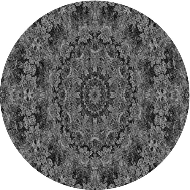 Ahgly Company Tapis de Zone Rond Gris Transitionnel pour Intérieur Lavable à la Machine, 3 Pieds Rond