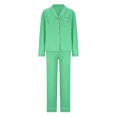thumbnail image 4 of asjyhkr Womens Pajama Sets 2 Piece Button down Sleepwear Wide Leg Pants Loungewear with Pockets, 4 of 4