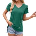 thumbnail image 2 of Pisexur Hauts d'Été pour Femmes, Pull Décontracté Uni à Manches Courtes, Hauts pour Femmes Marine, TG, 2 of 2
