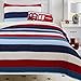 thumbnail image 3 of Cozy Line Home Fashions Aaron Ensemble de Courtepointe de Literie, Rayé Nautique Bleu Marine Rouge Blanc Cassé 100 % Coton Couvre-Lit Réversible Couvre-Lit Ensemble de Literie (National Stripe, Simple - 2 Pcs), 3 of 4