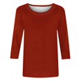 thumbnail image 5 of Timegard Hauts pour Femmes Été Col Rond Manches 3/4 Confortable Couleur Unie T-Shirts Basiques Décontractés Amples Hauts Blouses, 5 of 5