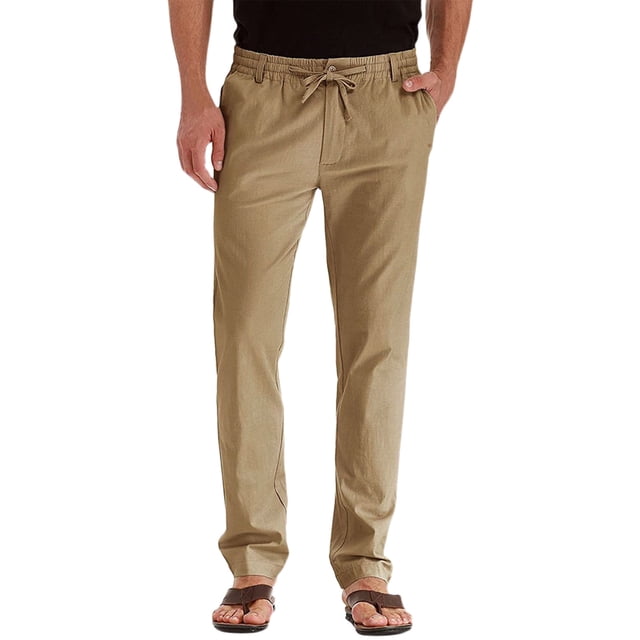 WEIYLL Mens Pants Casual Elastic Waist Adjustable Drawstring Khaki Pant Size XXXL