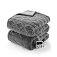 thumbnail image 1 of Electric Heated Blanket Queen Size - Dual Control, 10 Heat Levels, 10-Hour Timer, Fast Heating, Thick Tufted Sherpa, ETL Certified, Machine Washable, Cozy for Bed - Grey, 84x90 inches, 1 of 8
