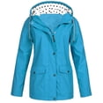 thumbnail image 1 of LSLJS Women Solid Rain Jacket Outdoor Plus Size Hooded Raincoat Windproof( Light Blue, M), 1 of 3