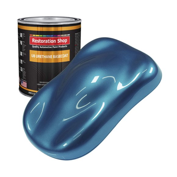 Restoration Shop - Couche de Base en Uréthane Métallique Bleu Cobra pour Peinture Auto - Couleur de Peinture Gallon Seulement - Revêtement de Finition Automobile, Auto, Camion Professionnel à Fini Très Lustré