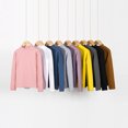 thumbnail image 4 of AAMILIFE Garçons Manches Longues T-Shirt Filles Cachemire Couleur Unie Col Roulé Thermique Bas de Chemise, 4 of 5