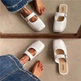 thumbnail image 2 of Sabots pour Femmes Mules à Enfiler Bout Fermé Sabot Boucle Décor Cuir Élégant Confortable Mule Blanc, 2 of 7