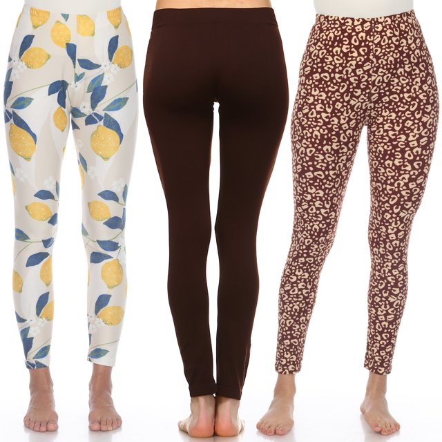White Mark Leggings Imprimés Extensibles Doux pour Femmes Lot de 3