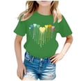 thumbnail image 1 of LUOGENLI T-Shirt pour Filles Enfant Filles Mignon Mode Imprimé Col Rond Manches Courtes Tee Été Décontracté Doux Ample T-Shirt Hauts Maxi Chemises pour Filles Été 2025 Vert 2-4 Ans, 1 of 5