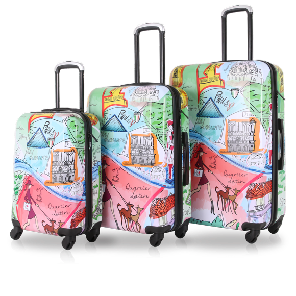 TUCCI Italy – J’aime Paris Art 3-Piece (20/24/28") Lightweight Spinner Luggage Set
