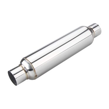 Universal Muffler 25 Inlet Outlet 19 Overall Length Straight Through Design Stainless Steel Resonator
