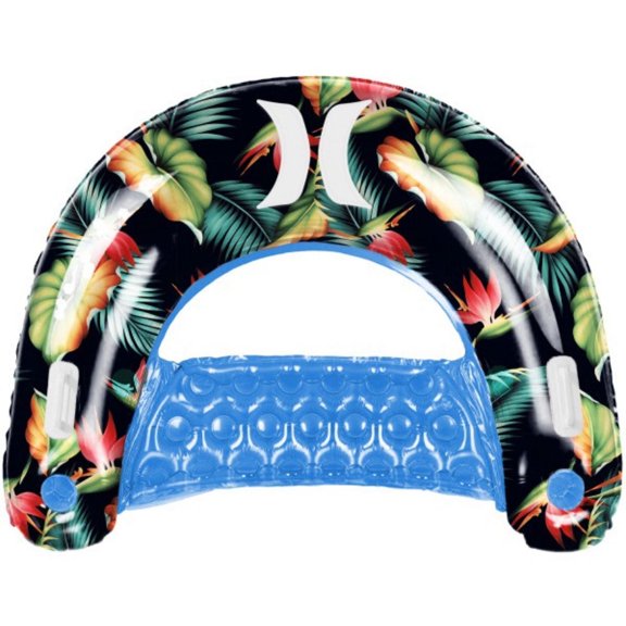 Chaise de piscine flottante gonflable Hurley, design tropical foncé