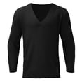 thumbnail image 1 of MIASHUI Men's Fall Winter Pullover V-Neck Solid Color Cardigan Knit Shirt Jacket Long Sleeve Comfort Black,L, 1 of 5