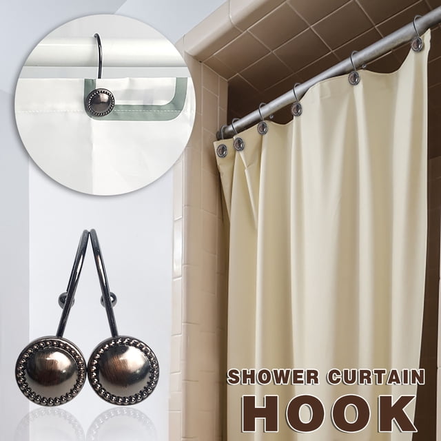 TIMIFIS Hooks for Hanging Shower Curtain Hooks Rings, Rustproof Metal Shower Curtain Rings for Bathroom Shower Rods Curtains, 12Pcs Towel Hooks for Bathrooms