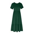 thumbnail image 4 of Robes d'Été 2023 Robe d'Été Décontractée pour Femme à Manches Courtes Col Ras du Cou Robe Décontractée Fluide à Étages Maxi Robe de Plage avec Poches Robes de Soirée pour Femme Élégantes et Chic en Liquidation, 4 of 8