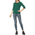 thumbnail image 2 of INSPIRE CHIC T-Shirt pour Femme à Manches au Coude, Col Rond, Coupe Ajustée, Basique, Décontracté, Imprimé, m Vert Bleu Foncé, 2 of 8