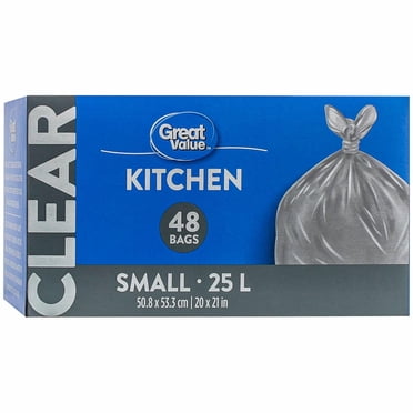 Great Value Small Clear Kitchen Bags, 25L , 48bags