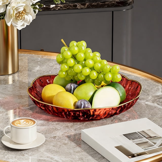 Fruits Assiette à en Plastique 24 cm Assiette à Fruits Rouge pour Table Basse de Salon Plat de Service pour Bonbons et Collations Assiette de Présentation Exquise pour la Maison (1 Pcs) Rkxzt
