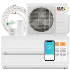 Costway 18K BTU(18000 BTU ASHRAE) 2 Zone 9K BTU 20 SEER2 Mini Séparer Air Système de travail/chauffage avec Alexa