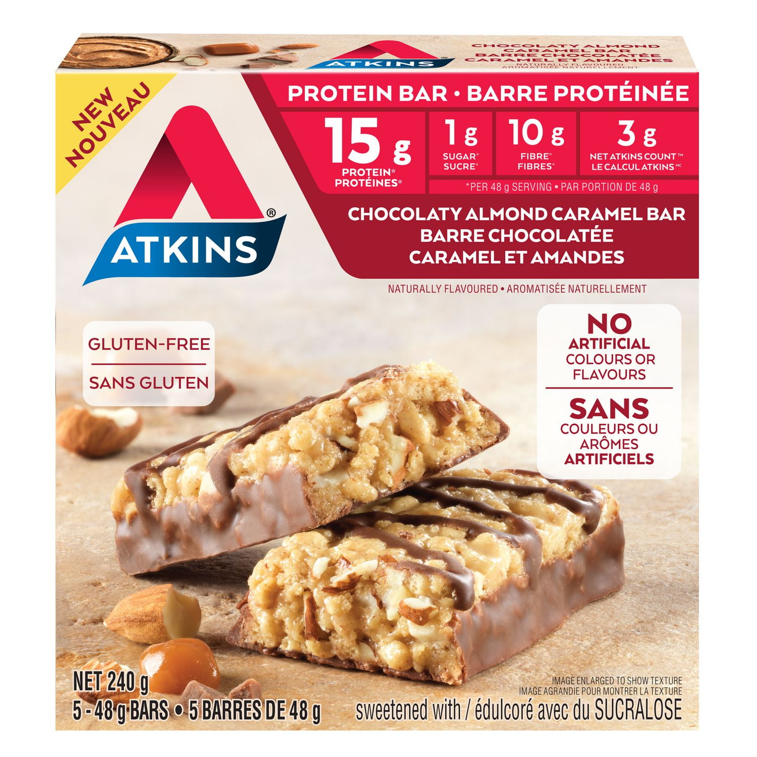 Atkins Barre Protéinée Chocolatée Caramel et Amandes