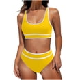 thumbnail image 1 of FAIWAD Womens 2 Piece Swimsuits Sports Color Block Bikini Sets Removable Bra Pad Full Coverage Bathing Suits for Girls, 1 of 5