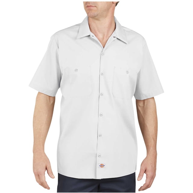 Dickies Mens Industrial Short Sleeve Work Shirt, 2X, White