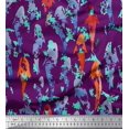 thumbnail image 1 of Soimoi Purple Poly Georgette Fabric Fish Ocean Print Fabric by Yard 52 Inch Wide, 1 of 2