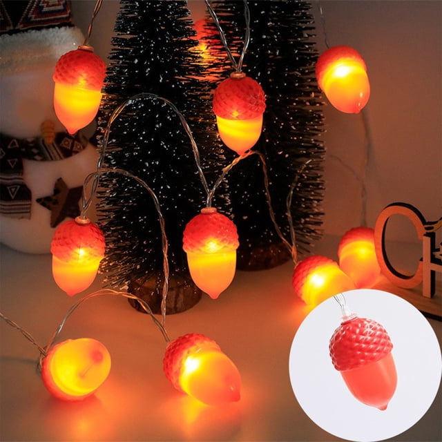 Aufmer 1 Pcs LED Pinecone String Lights, 78.74in Battery-Operated Holiday Garland for Fireplace(Multicolor)