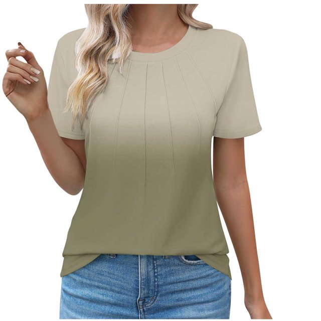 Blouses pour Femmes Col Rond Mode Décontractée Manches Courtes Printemps/été Haut