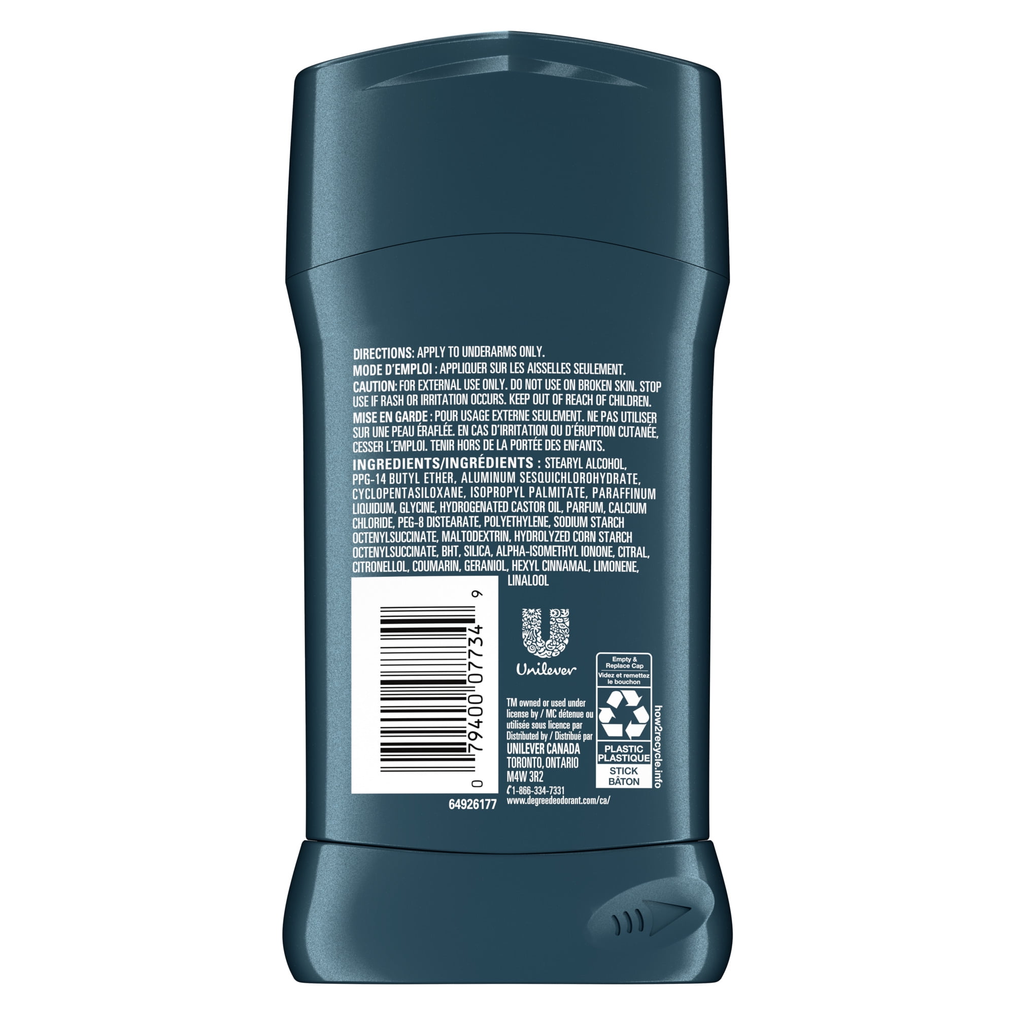 Degree Men Avancé Antisudorifique en Bâton Protection 72 H Aventure, 76 g